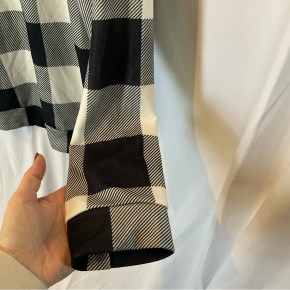 Women’s Long Sleeve White Buffalo Plaid Shirt w/Black Lace Detail Plus Size 2XL - Picture 10 of 16